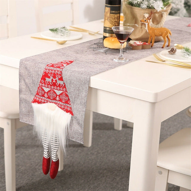 Christmas Tablecloth Santa Claus Table Runner Hotel Banquet Table Flag for Festival Decoration