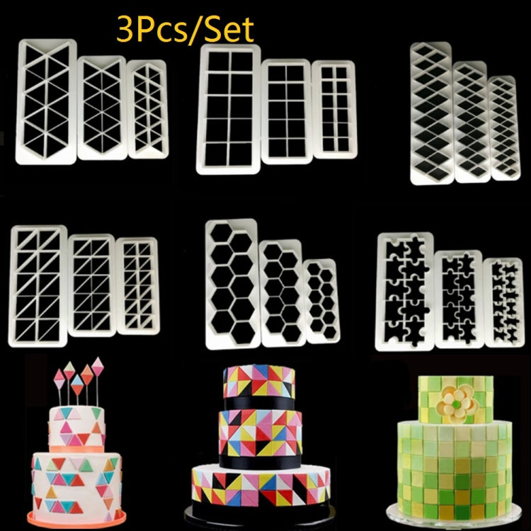 2 PCS Chocolate Cake Geometric Puzzle Embossed Strip Foundation Shape Graphic Biscuit Mold Stamping Tool