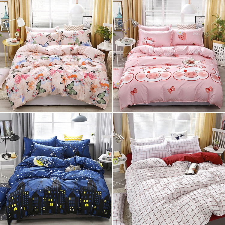 4pcs / Set Printing Bedding Set Bed Sheet  Pillowcases Cover
