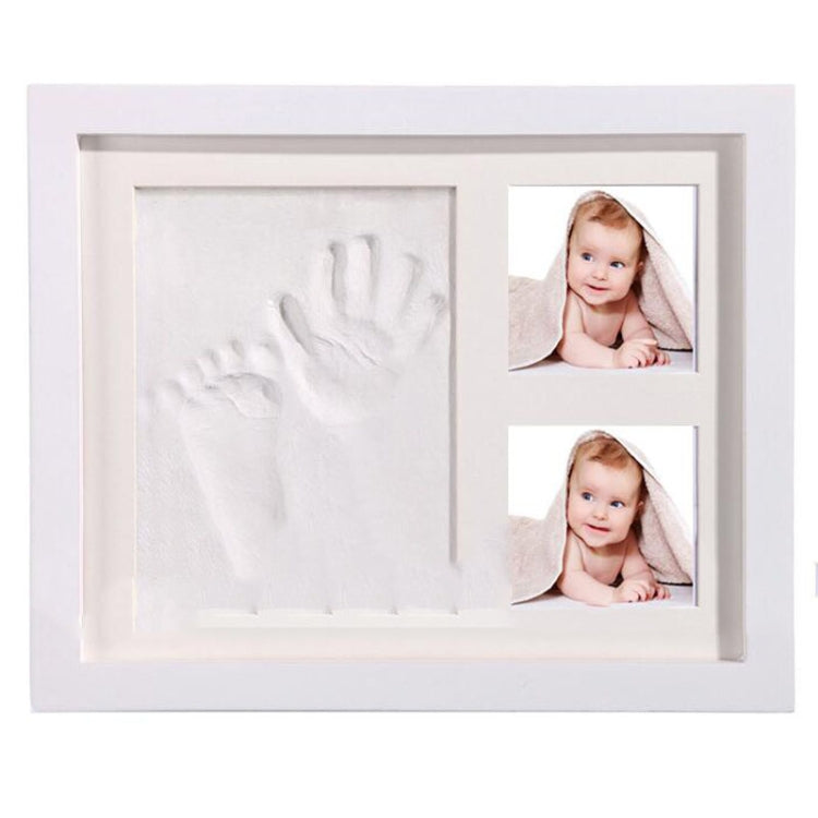 Solid Wood Three-frame BabyHands and Feet Mud Print Photo Frame with Cover