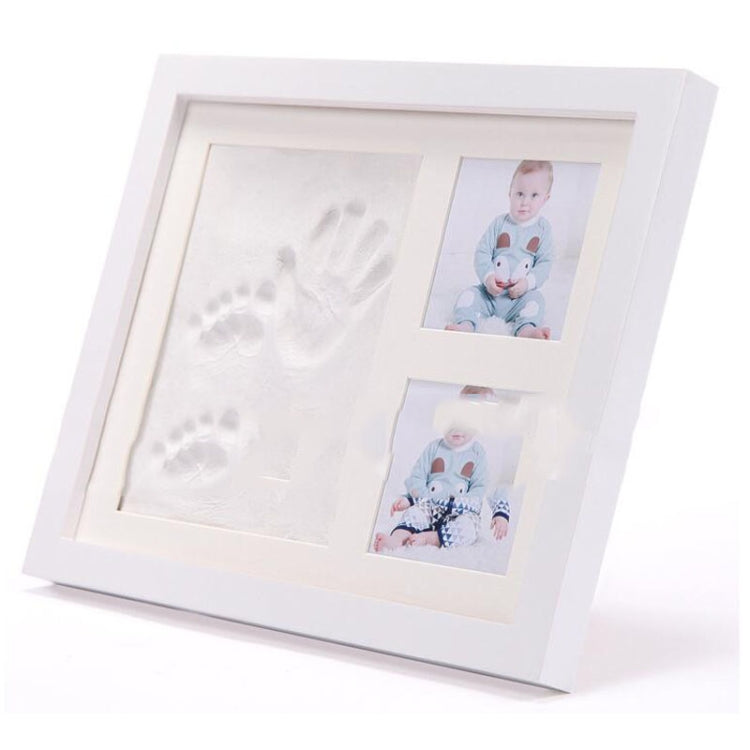 Solid Wood Three-frame BabyHands and Feet Mud Print Photo Frame with Cover