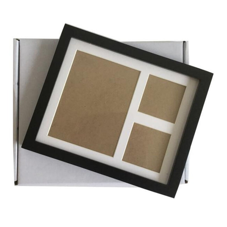 Solid Wood Three-frame BabyHands and Feet Mud Print Photo Frame with Cover
