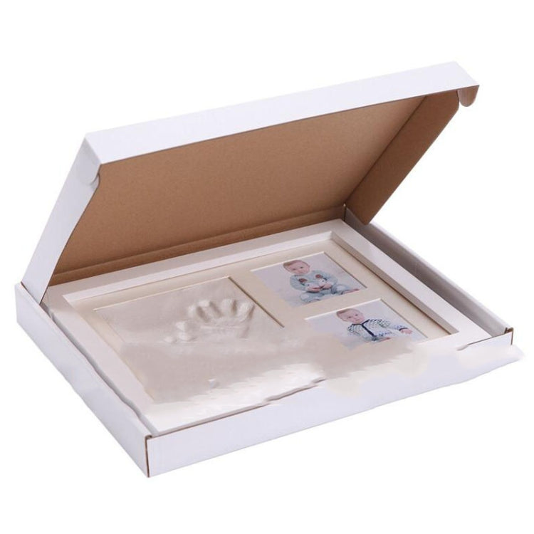 Solid Wood Three-frame BabyHands and Feet Mud Print Photo Frame with Cover