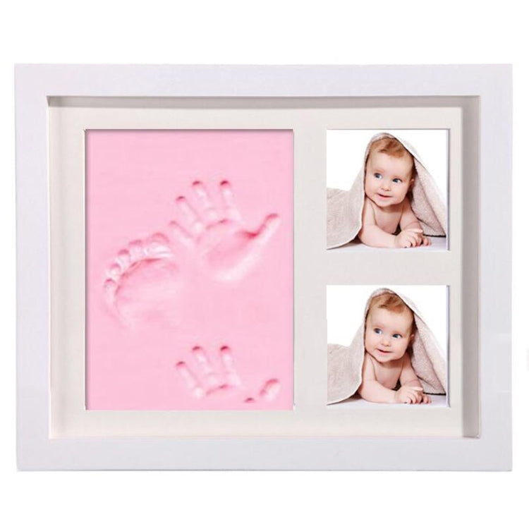 Solid Wood Three-frame BabyHands and Feet Mud Print Photo Frame with Cover