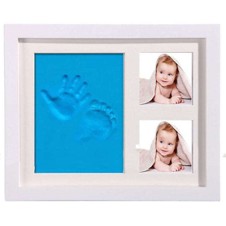 Solid Wood Three-frame BabyHands and Feet Mud Print Photo Frame with Cover
