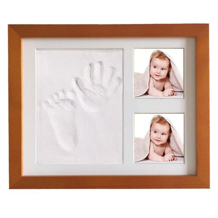 Solid Wood Three-frame BabyHands and Feet Mud Print Photo Frame with Cover