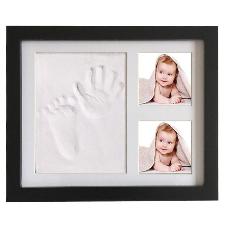 Solid Wood Three-frame BabyHands and Feet Mud Print Photo Frame with Cover