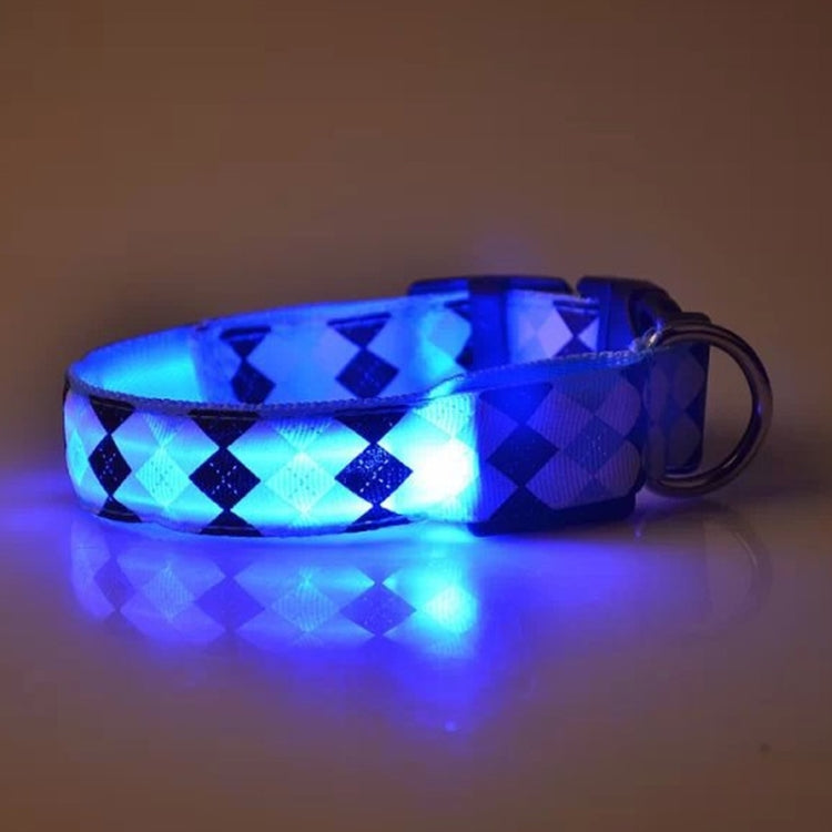 Plaid Pattern Rechargeable LED Glow Light Leads Pet Dog Collar for Small Medium Dogs