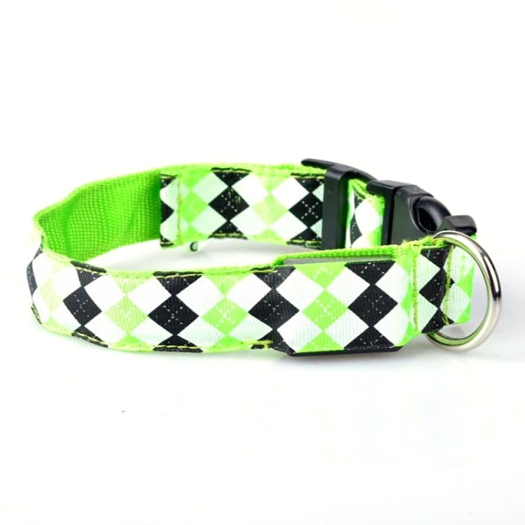 Plaid Pattern Rechargeable LED Glow Light Leads Pet Dog Collar for Small Medium Dogs