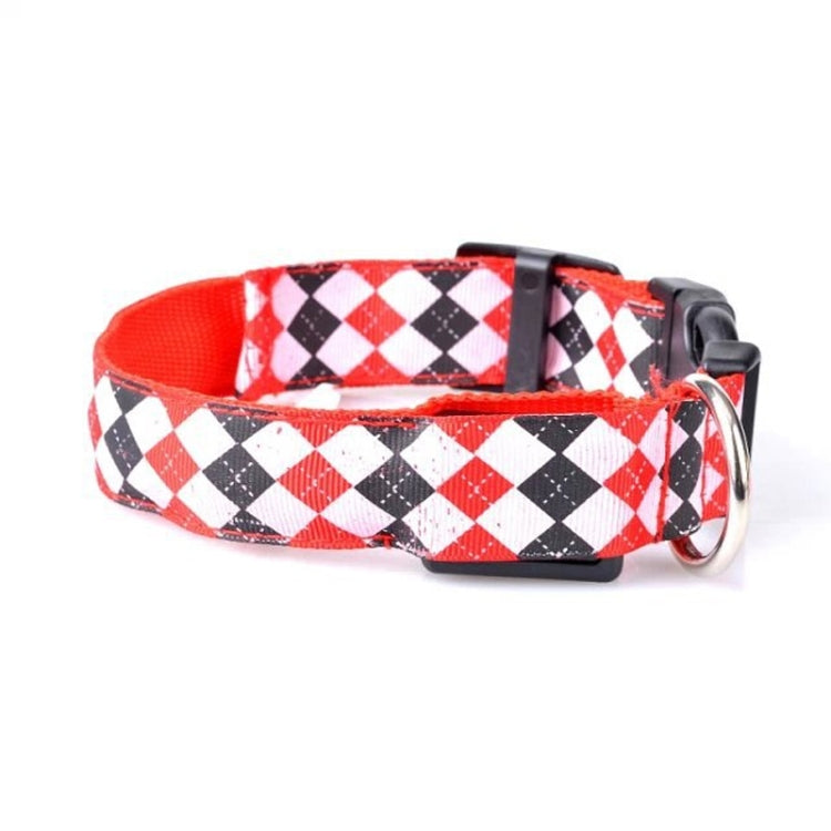 Plaid Pattern Rechargeable LED Glow Light Leads Pet Dog Collar for Small Medium Dogs