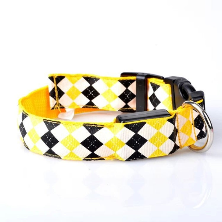 Plaid Pattern Rechargeable LED Glow Light Leads Pet Dog Collar for Small Medium Dogs