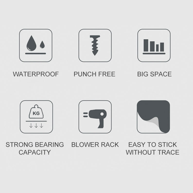 Hairdryer Hanger Free Punch Wall Mounted Bathroom Multi-function Toilet Storage Rack