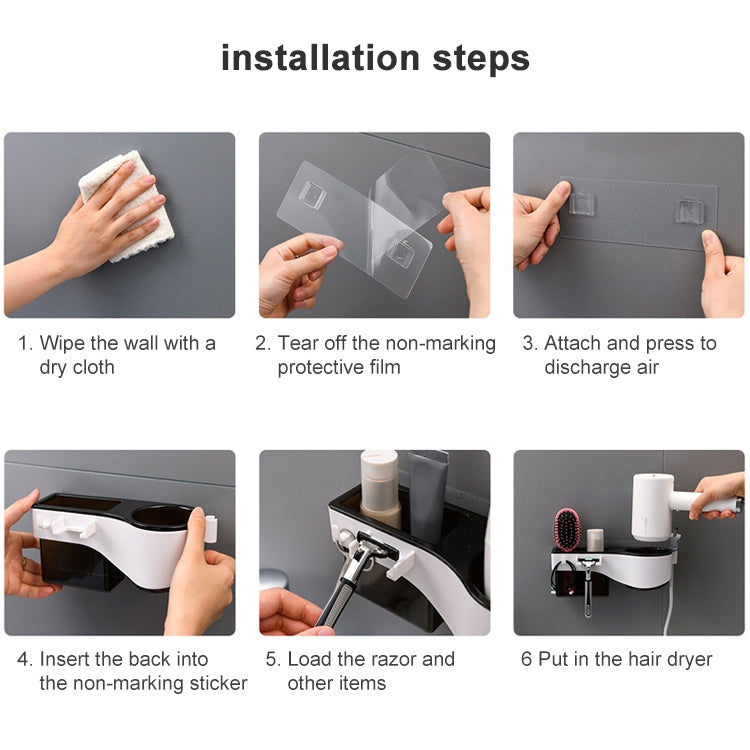 Hairdryer Hanger Free Punch Wall Mounted Bathroom Multi-function Toilet Storage Rack