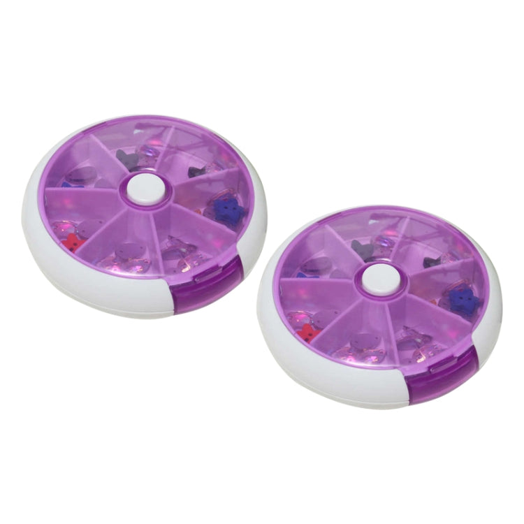 2 PCS Creative Multifunctional Round Portable Seven-grid Rotating Plastic Pill Box