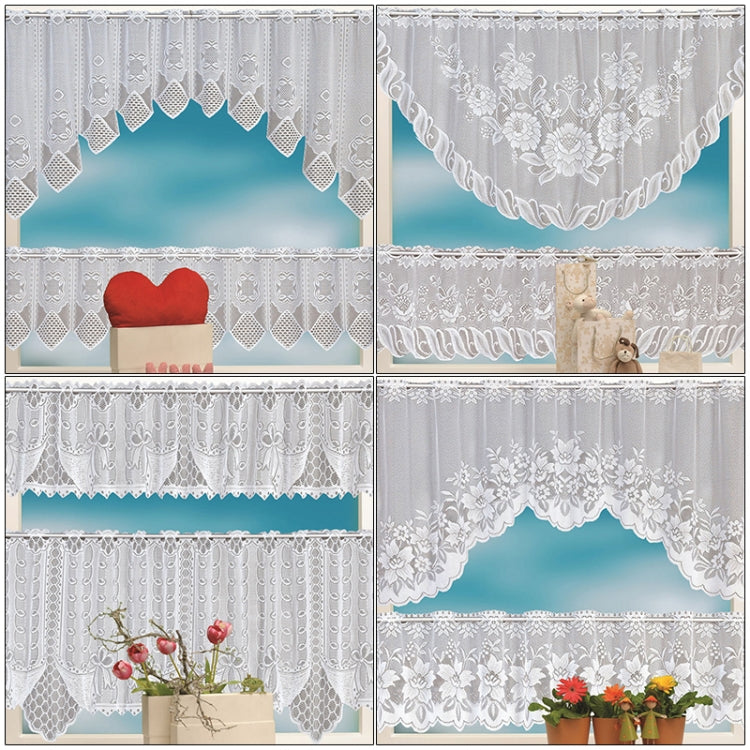 White Translucent Coffee Curtain Tulle Lace Sheer Warp Knitted Jacquard Curtains Bedroom Curtains