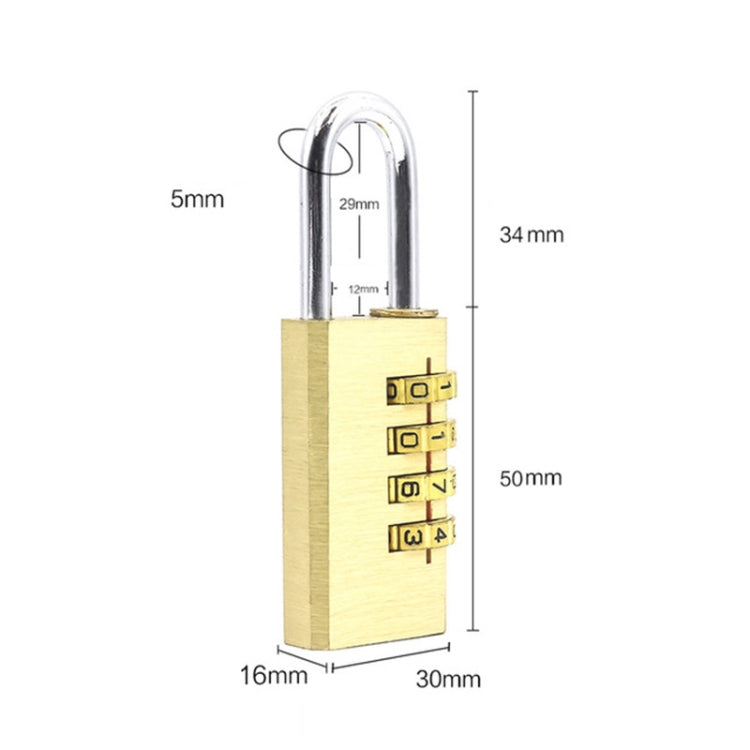 Four-digit Brass Code Padlock High-grade Security Gym Door Lock