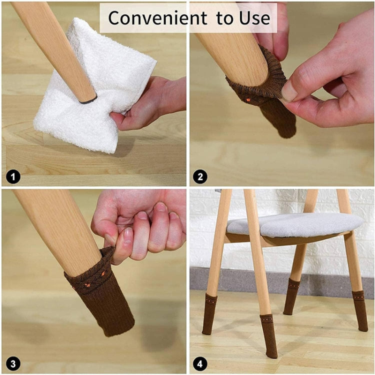 4pcs/pack Chair Legs Knitted Non-Slip Floor Protection Cap Anti-Scratch Socks Cover
