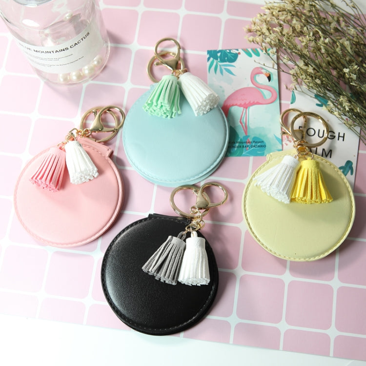 PU Leather Double Sided Girls Portable Folding Mirror Tassel Mini Makeup Mirror
