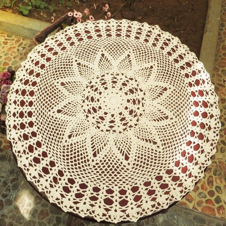 Exquisite Handmade Crochet Hook Flower Garden Mori Cotton Lace Openwork Woven Round Tablecloth
