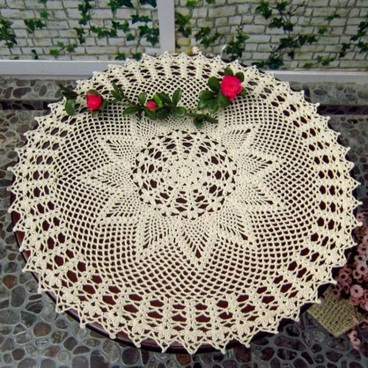 Exquisite Handmade Crochet Hook Flower Garden Mori Cotton Lace Openwork Woven Round Tablecloth
