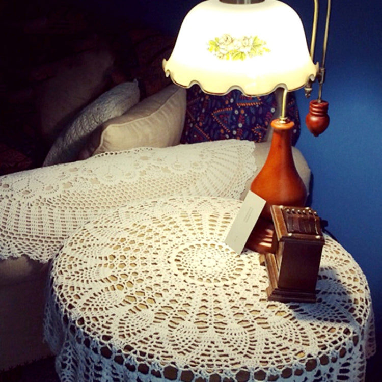Exquisite Handmade Crochet Hook Flower Garden Mori Cotton Lace Openwork Woven Round Tablecloth