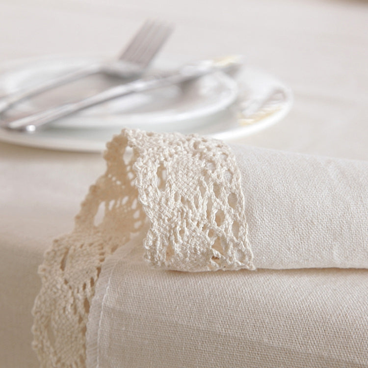 Linen Cotton Thicken Tablecloth Hem Splice Washable Coffee Dinner Table Cloth for Wedding Banquet