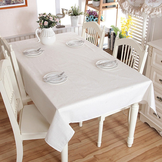 Linen Cotton Thicken Tablecloth Hem Splice Washable Coffee Dinner Table Cloth for Wedding Banquet