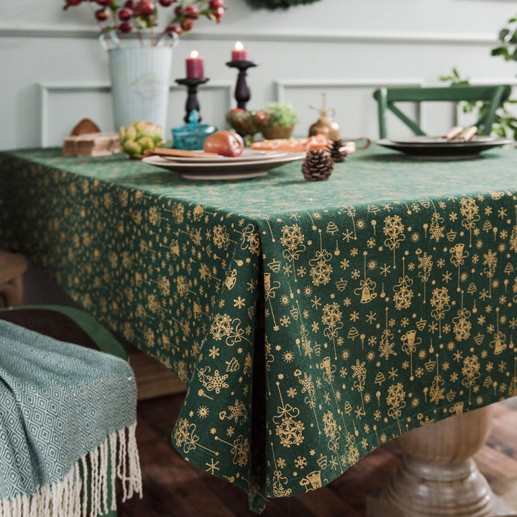 Linen Cotton Christmas Party Tablecloth Rectangle Bronzing Dinning Table Cover