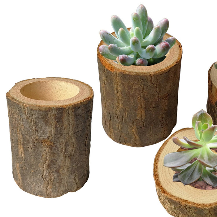 3 PCS Mini Natural Log Round Home Office Garden Decoration Succulent Plant Pot Candle Holder Small Bonsai Home Decoration