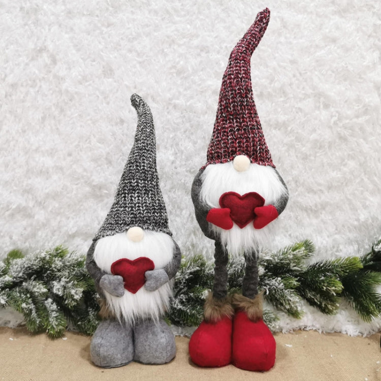 Christmas Decorations Stretch Knitted Faceless Doll Standing Figure Santa Claus Doll Ornaments
