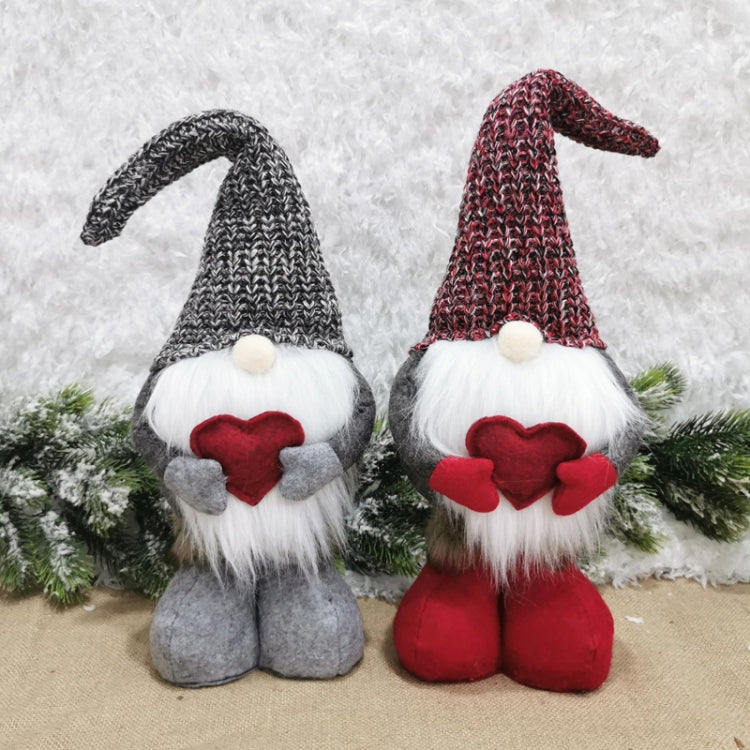 Christmas Decorations Stretch Knitted Faceless Doll Standing Figure Santa Claus Doll Ornaments
