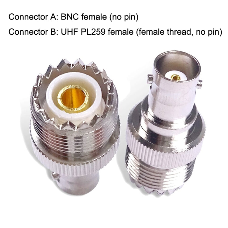 BNC Female Jack To UHF PL-259 Female Straight Type RF Coax Adapter Connector
