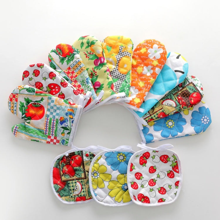 5 Sets 2 in 1 Thickened Microwave Oven High Temperature Resistant Plus Velvet Insulation Gloves Set