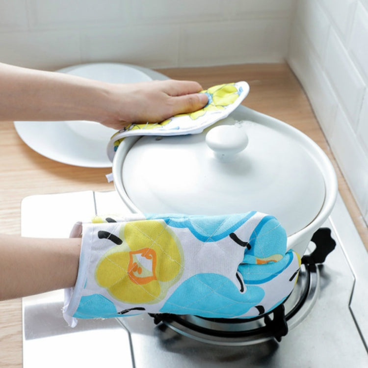 5 Sets 2 in 1 Thickened Microwave Oven High Temperature Resistant Plus Velvet Insulation Gloves Set