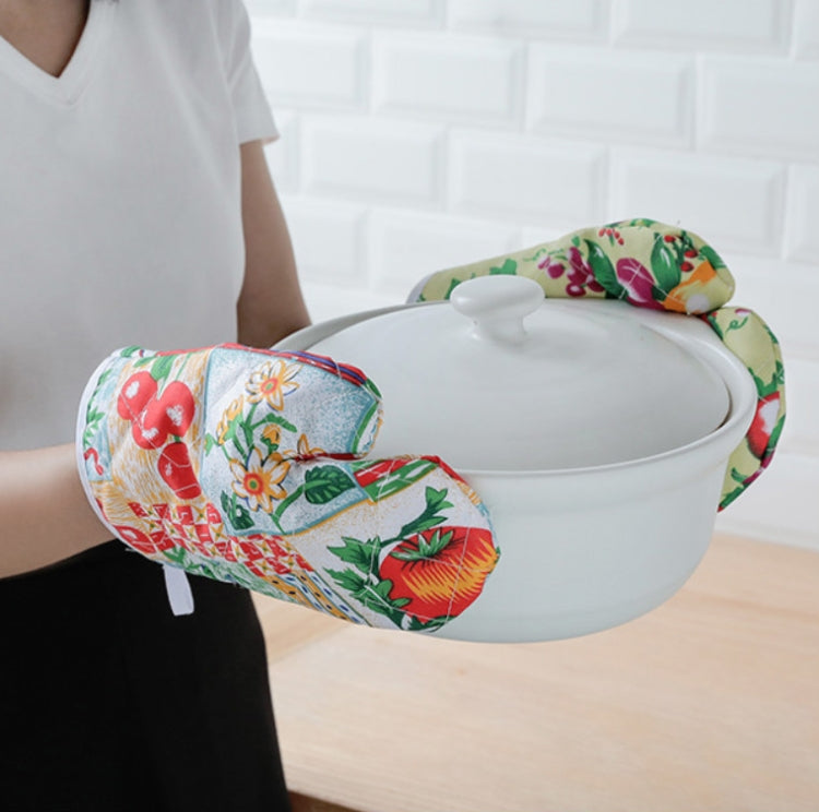 5 Sets 2 in 1 Thickened Microwave Oven High Temperature Resistant Plus Velvet Insulation Gloves Set