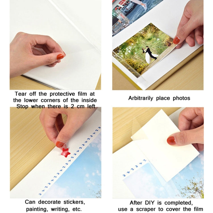 Retro Art DIY Handmade Photo Album Self-Adhesive Film Album, Style：