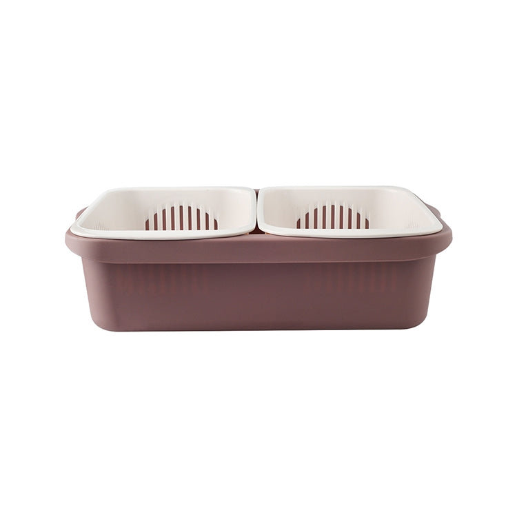 Double-layer Classification Square Drain Basket Kitchen Household Plastic Fruit and Vegetable Basket