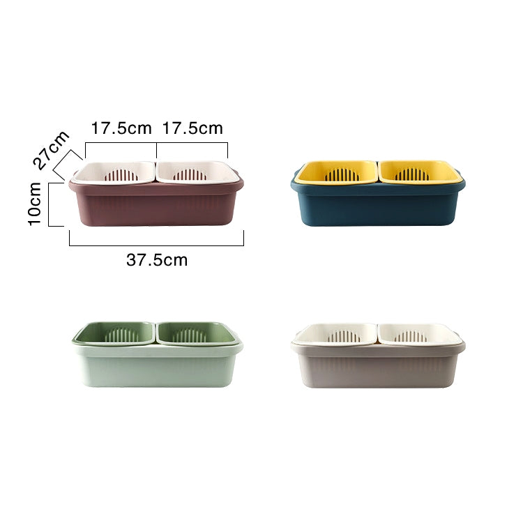 Double-layer Classification Square Drain Basket Kitchen Household Plastic Fruit and Vegetable Basket