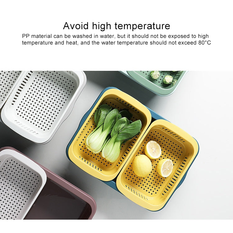 Double-layer Classification Square Drain Basket Kitchen Household Plastic Fruit and Vegetable Basket