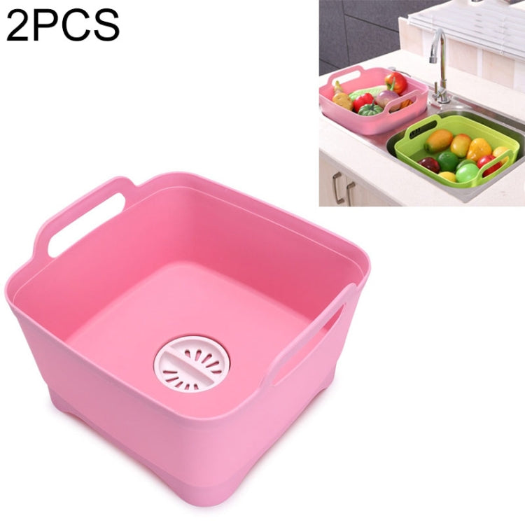 2 PCS Multifunctional Mobile Sink Kitchen Plastic Vegetable Washing Basket Fruit And Vegetable Storage Drain Basket