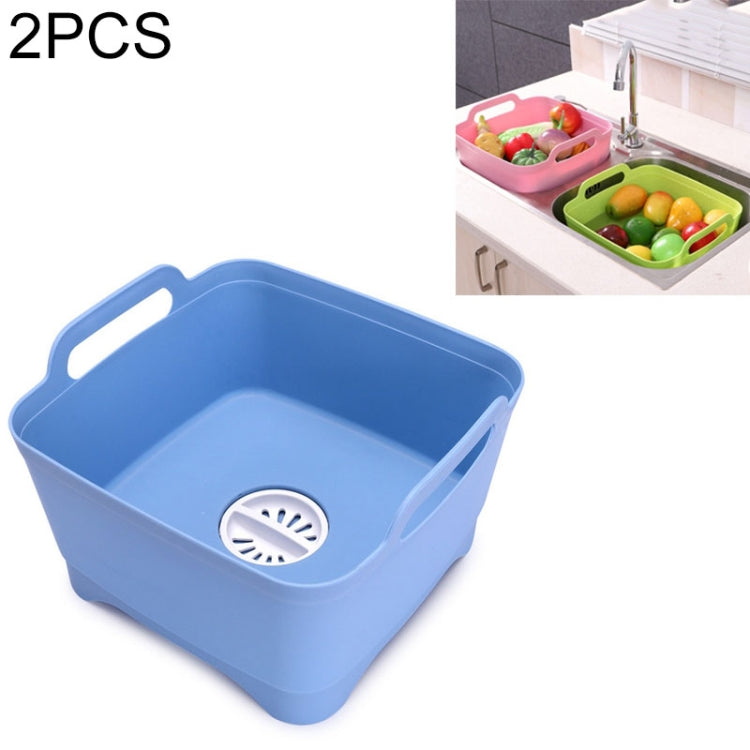 2 PCS Multifunctional Mobile Sink Kitchen Plastic Vegetable Washing Basket Fruit And Vegetable Storage Drain Basket