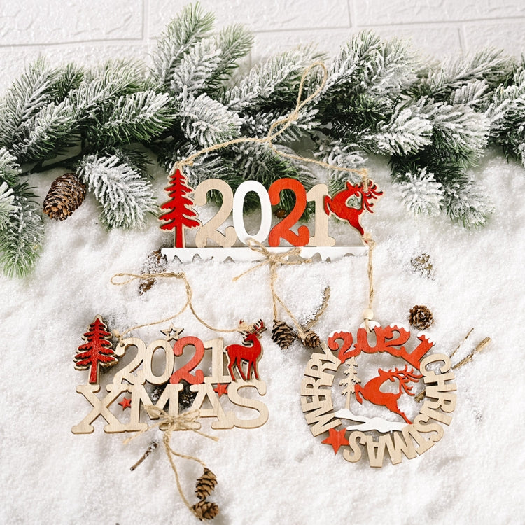 3 PCS Christmas Decorations Letter Card Wooden Pendant