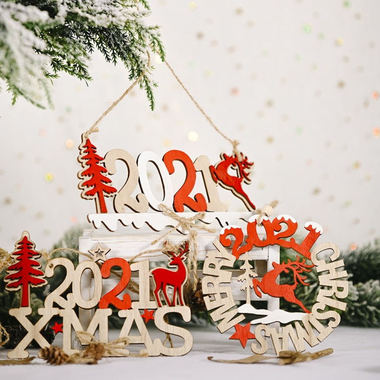 3 PCS Christmas Decorations Letter Card Wooden Pendant