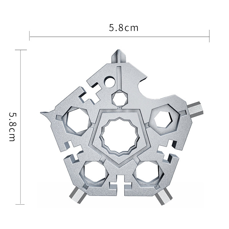 23 In 1 Five-Pointed Snowflake Wrench Combination Tool Mini EDC Portable Household Key Pendant