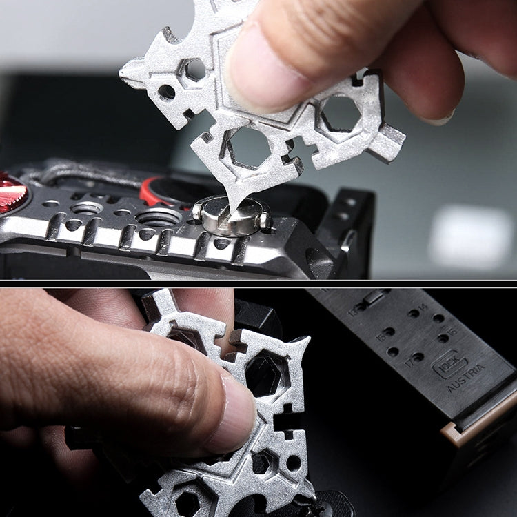 23 In 1 Five-Pointed Snowflake Wrench Combination Tool Mini EDC Portable Household Key Pendant