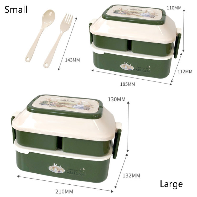 Cute Rabbit Double Layer Plastic Lunch Box Large Capacity Portable Lunch Box, Style: