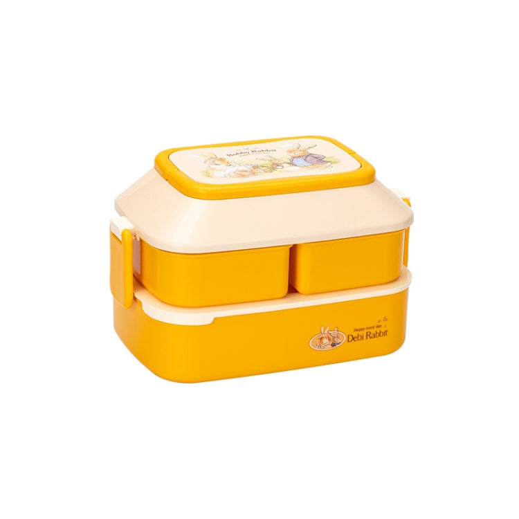 Cute Rabbit Double Layer Plastic Lunch Box Large Capacity Portable Lunch Box, Style: