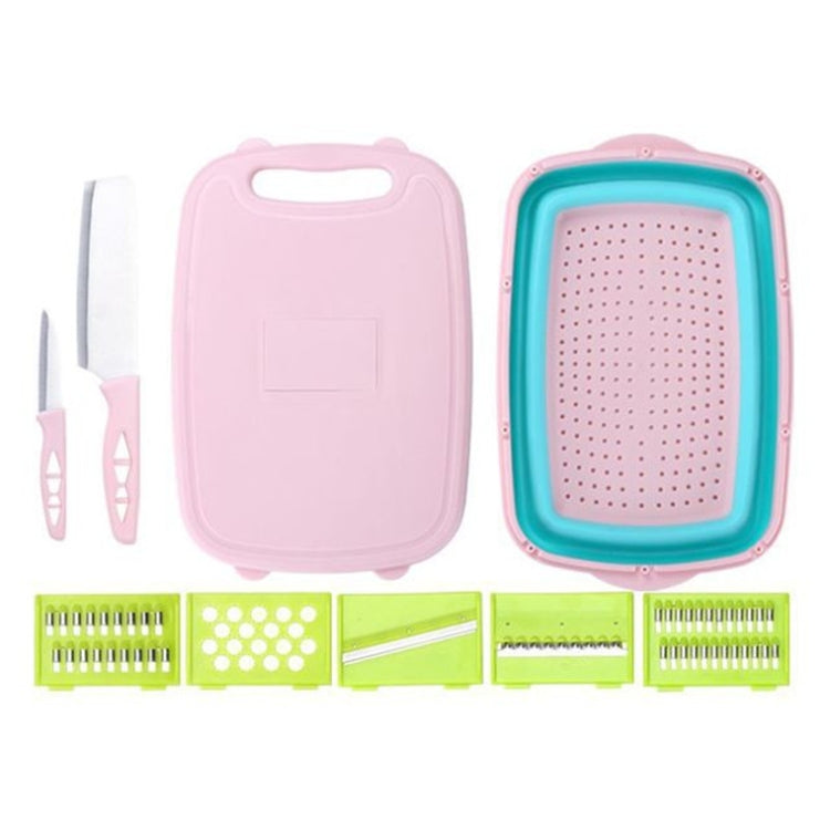 9 in 1 Folding Cutting Board Plastic Multi Function Household Cutting Board Kitchen Antibacterial Mildew Cutting Board Cutting Knife Set
