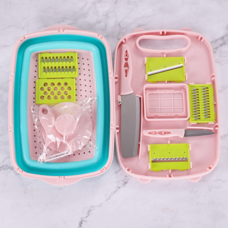 9 in 1 Folding Cutting Board Plastic Multi Function Household Cutting Board Kitchen Antibacterial Mildew Cutting Board Cutting Knife Set