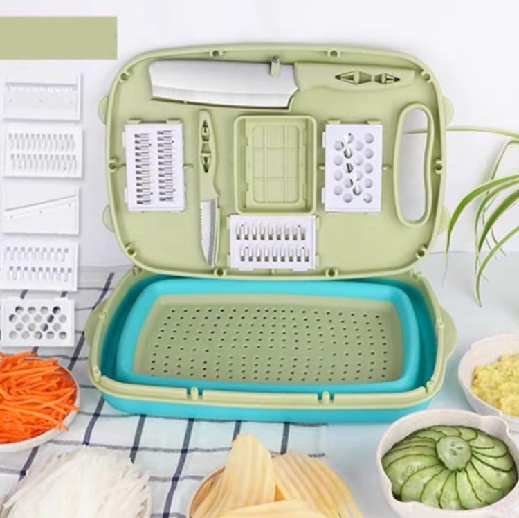 9 in 1 Folding Cutting Board Plastic Multi Function Household Cutting Board Kitchen Antibacterial Mildew Cutting Board Cutting Knife Set
